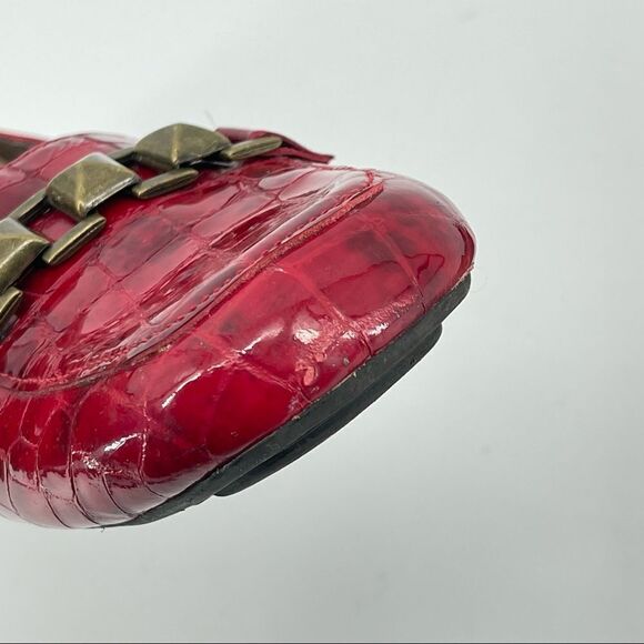 Vintage Vaneli Women’s Red Croco Textured Patent Leather Loafers Size 8.5M - Picture 15 of 16